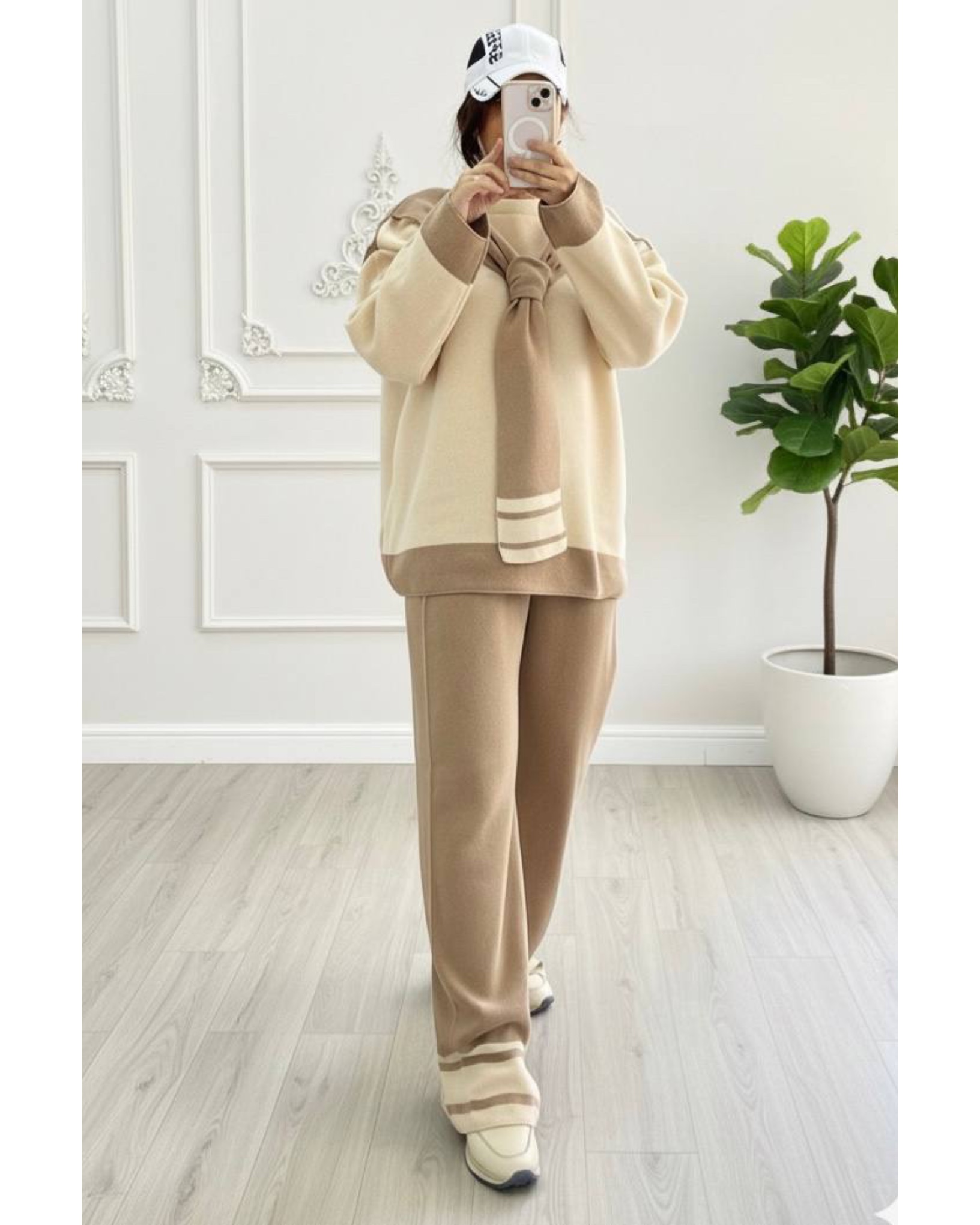 ست بلوز و شلوار بافت مدل شال گردن دار کد ۱۰۷