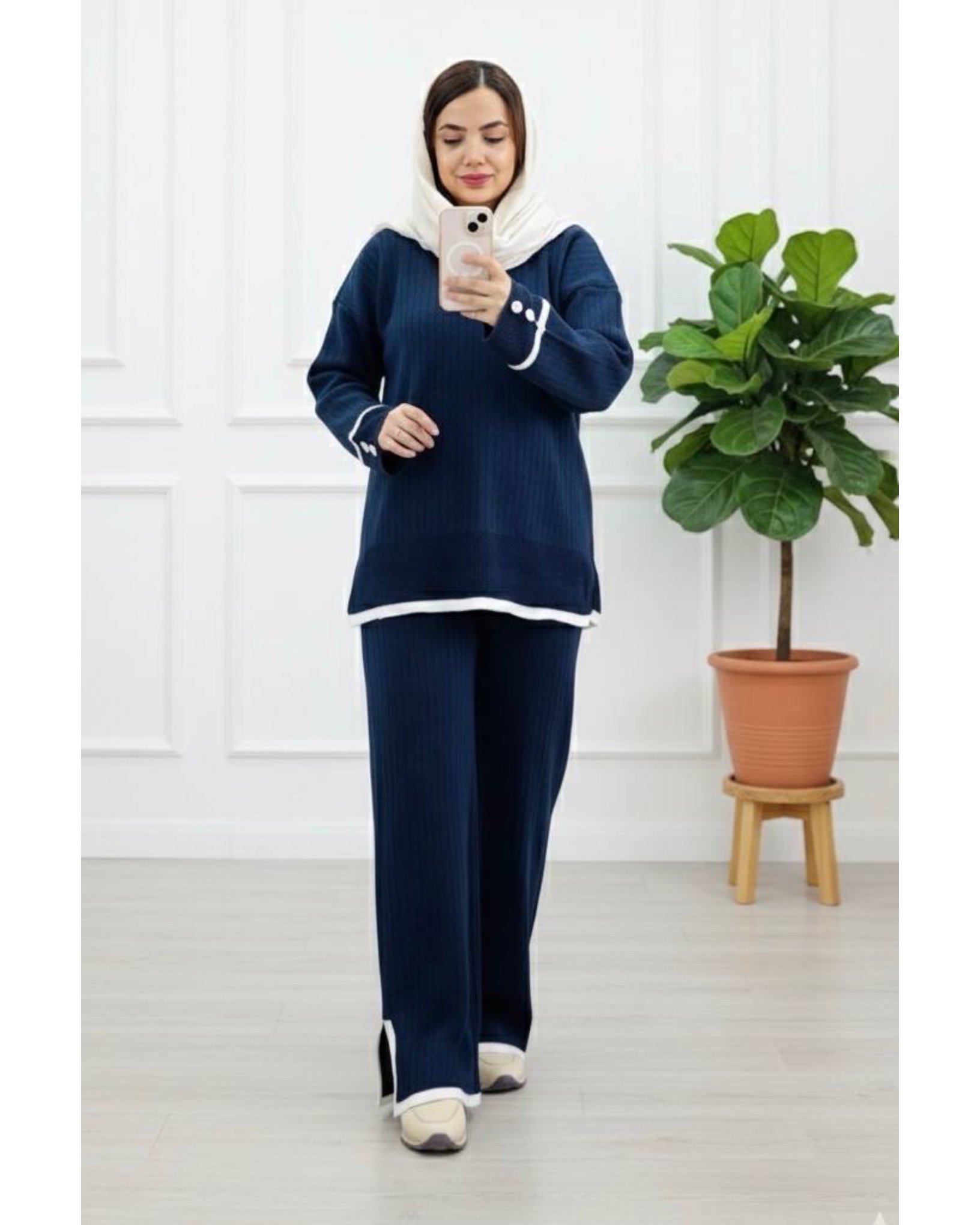 ست بلوز و شلوار بافت مدل سه دکمه کد ۱۱۶