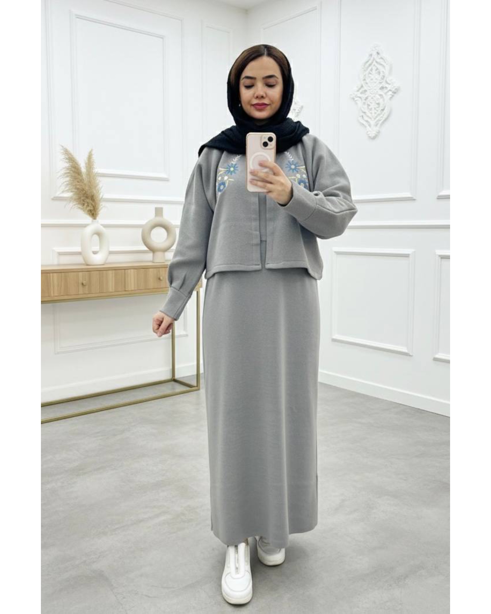 ست کت و سارافون بافت گلدوزی کد ۱۱۰