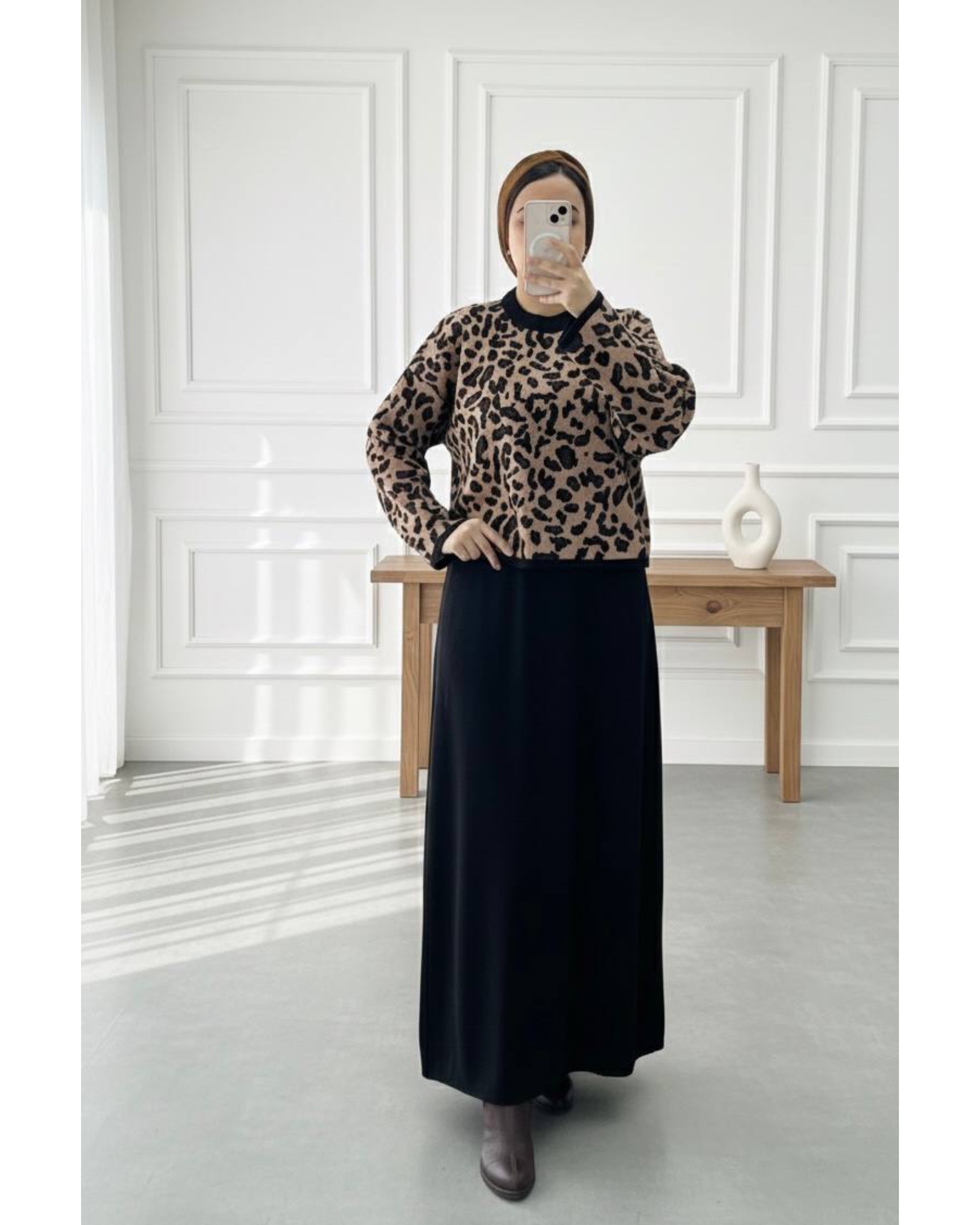 ست کراپ و سارافون بافت مدل پلنگی کد ۱۳۲