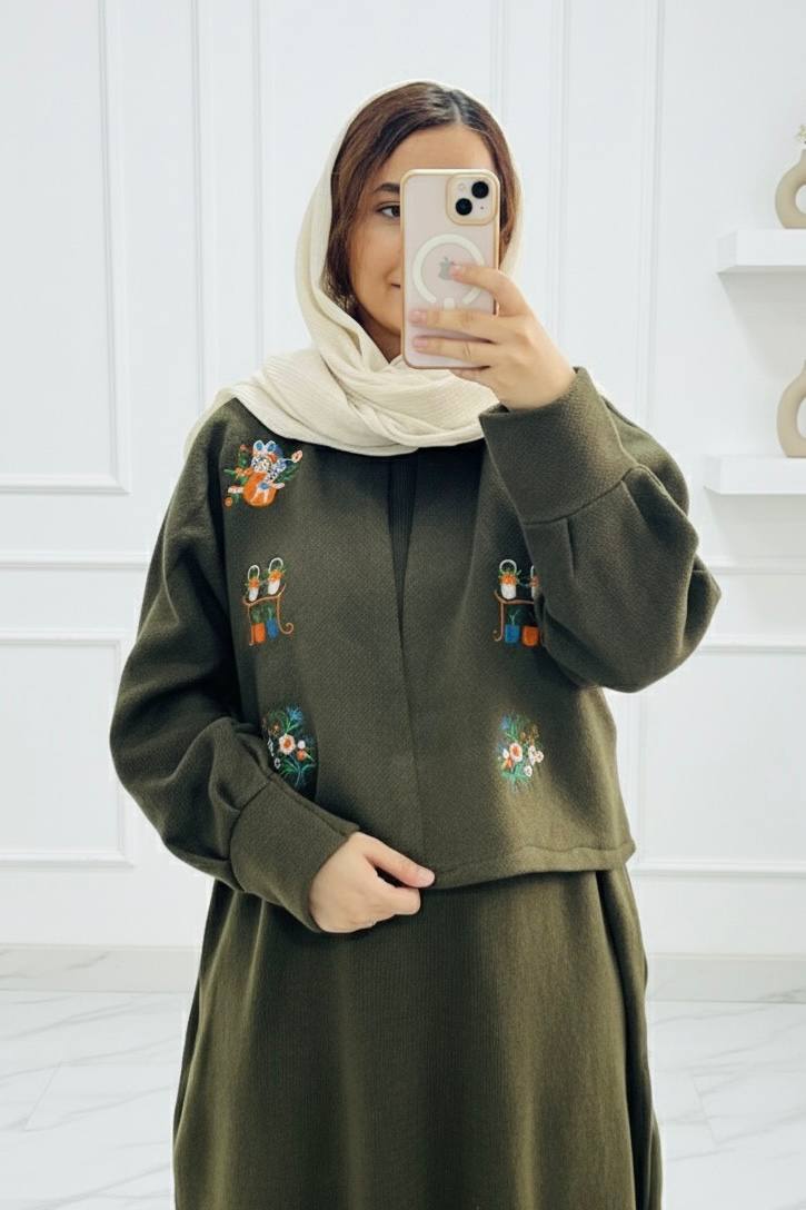 ست کت و سارفون بافت مدل کاکتوس کد ۱۲۰