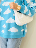 بلوز بافت زنانه طرح ابر مدل ابرا | بافت آسمانی آبی روشن نرم و باکیفیت